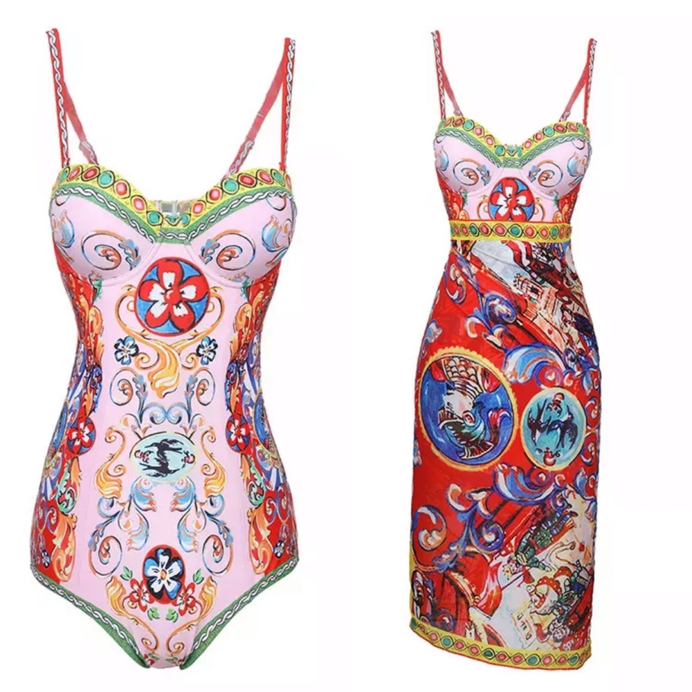 NEW Swim&Scarf Royalty One Piece & Wrap Size Sm HOST PICK
